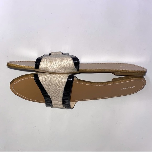 Women's Lands’ End Sandals Slides Natural Linen Look Size 11 ~ - Picture 2 of 4